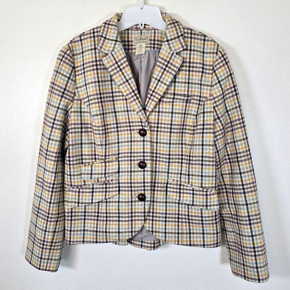 L.L. Bean Blazer Women's 10R Brown Multi Wool Blend Classic Academia Old Money
